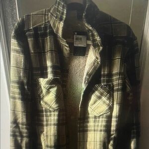 Hurley Black and Tan Plaid Shirt Jacket